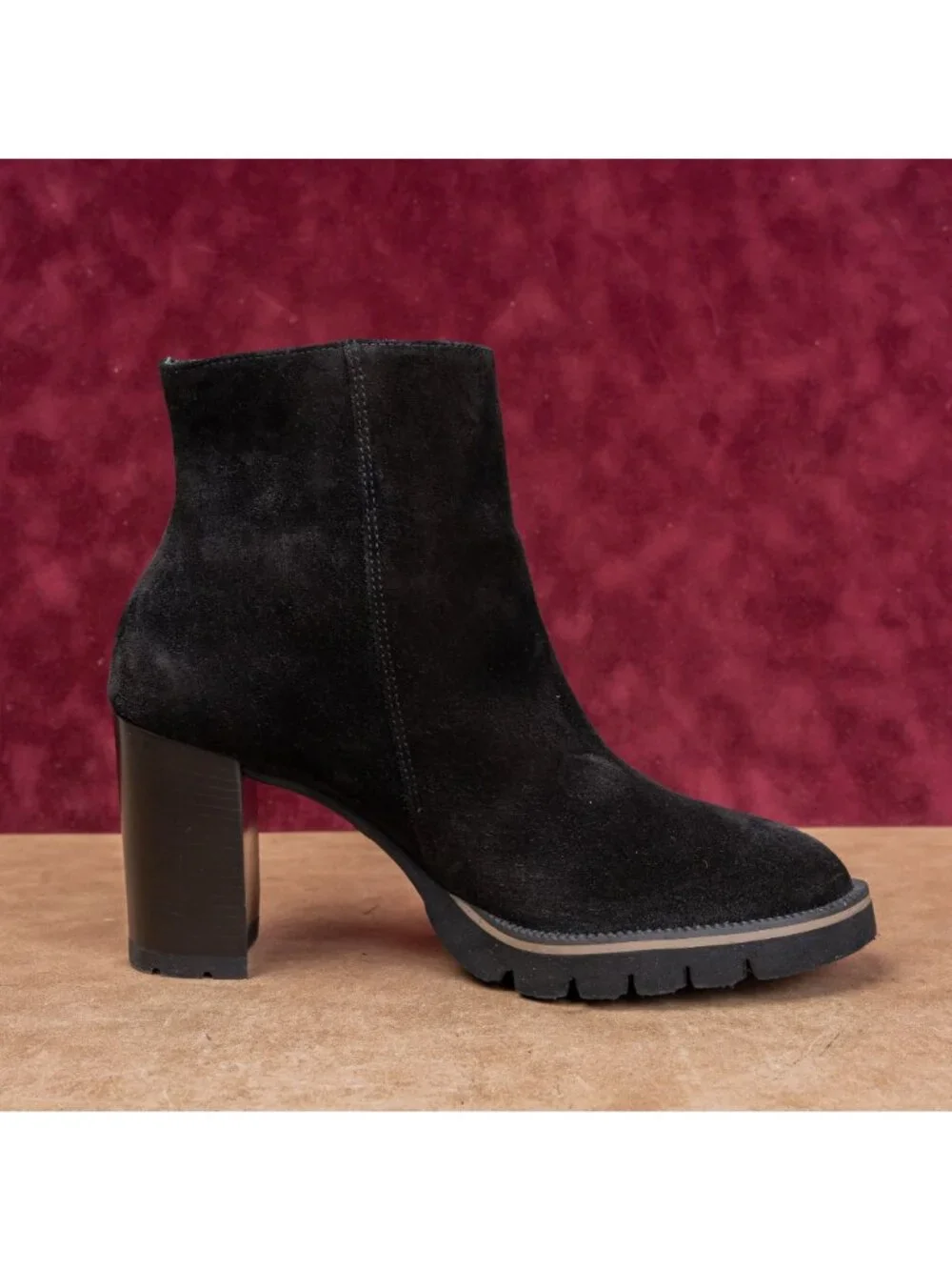 Paul Green Women Sloane Western Black Suede Heeled Zip Boots size 9.5US AUS7